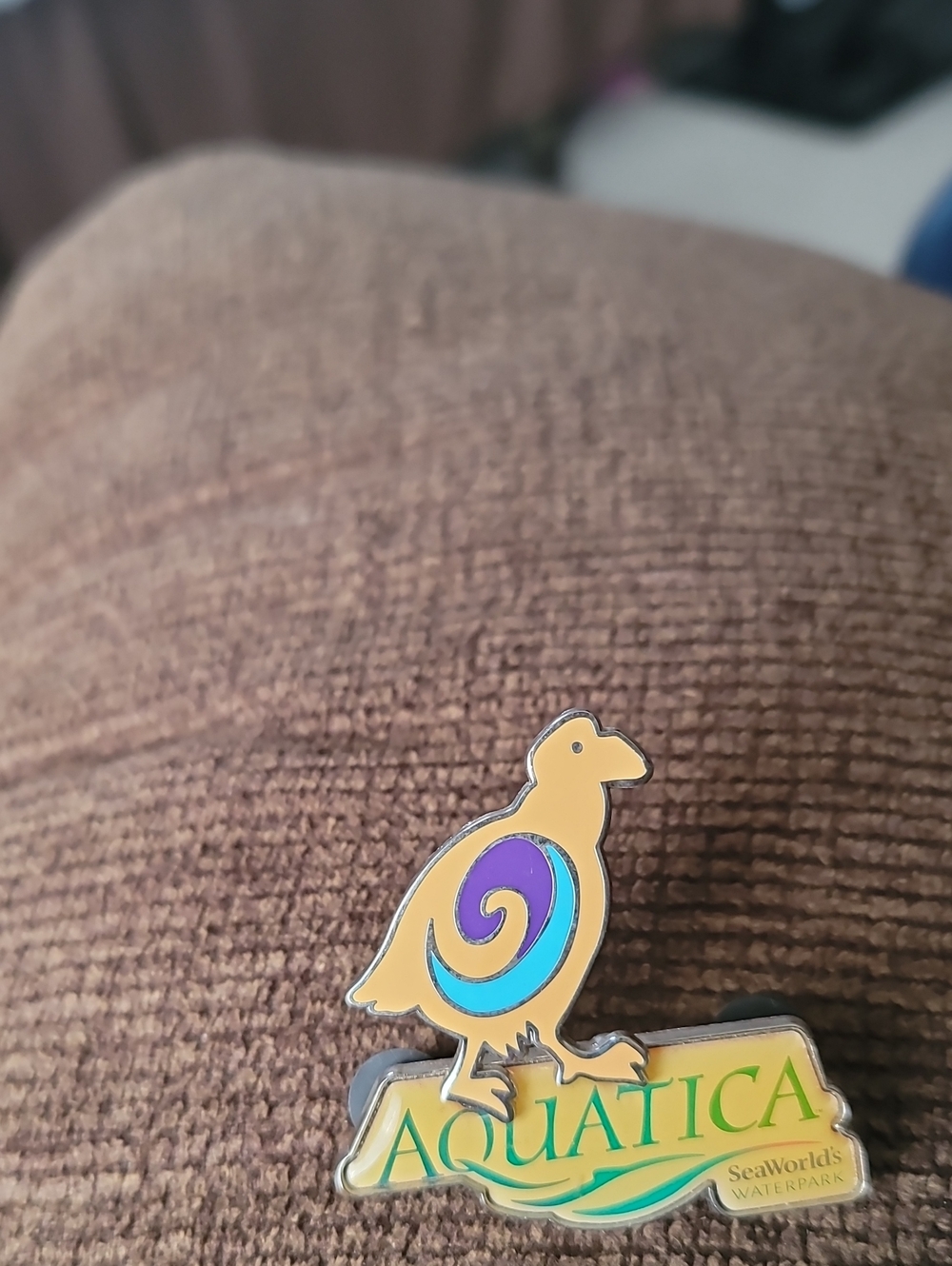 Aquatica SeaWorld Yellow Bird Pin with Purple & Teal Accent
